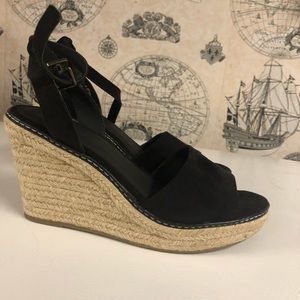 Old Navy Espadrille Wedges Black Ankle Strap Sz 8